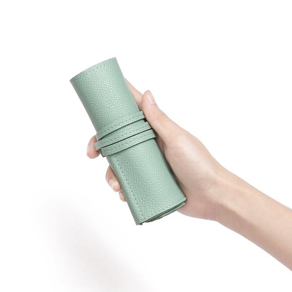 Maison de Beaute Marseille Mint Leather Tassel Tech Travel Roll Up Set - Picture 2 of 9